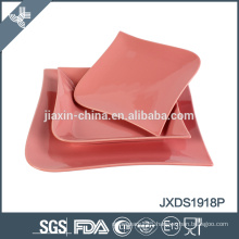 China wholesale pink color new square dinner sets liquidation dinnerware
